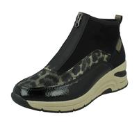 Mujer Rieker Tacón Cuña Informal Delantero Cremallera Zapatillas Botas N9362