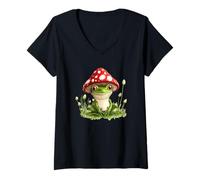 Mujer Ríete con este atuendo de rana y hongos Camiseta Cuello V