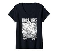 Mujer Rifle de Asalto «I Choose Violence», Divertido, furioso y Tonto Camiseta Cuello V