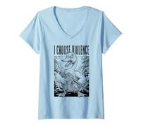 Mujer Rifle de Asalto «I Choose Violence», Divertido, furioso y Tonto Camiseta Cuello V