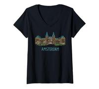 Mujer Rijksmuseum Amsterdam Países Bajos Viaje Souvenir City Gift Camiseta Cuello V