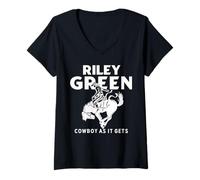 Mujer Riley Green Cowboy como se Pone Caballo Camiseta Cuello V