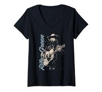 Mujer Riley Green Portrait with Acoustic Guitar Country Music Camiseta Cuello V