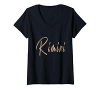 Mujer Rimini Italia Diseño Elegante Vintage Camiseta Cuello V