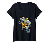 Mujer Rinoceronte Bombero ilustración Camiseta Cuello V