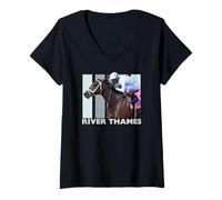 Mujer Río Támesis, Carreras de caballos, Del Mar, Santa Anita Camiseta Cuello V
