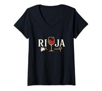 Mujer Rioja Wine Lovers Spanish Vino Tinto - Diseño de Vidrio Rojo Camiseta Cuello V