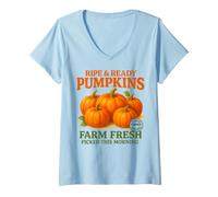 Mujer Ripe and Ready Pumpkins Retro Farmer Market Fall Pumpkin Fun Camiseta Cuello V