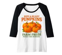 Mujer Ripe and Ready Pumpkins Retro Farmer Market Fall Pumpkin Fun Camiseta Manga Raglan