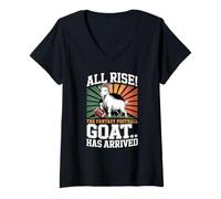 Mujer Rise The Fantasy Football GOAT Has Arrived Football Fans Camiseta Cuello V