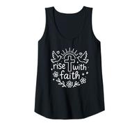 Mujer Rise With Faith - Cristianity Faith Inspired Cross Doodle Camiseta sin Mangas