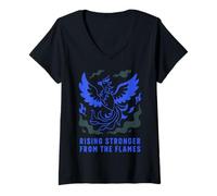 Mujer Rising Stronger Phoenix Design - Inspirador Camiseta Cuello V