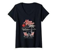 Mujer Riviera Francesa Niza Francia Verano Playa Vacaciones Retro Camiseta Cuello V