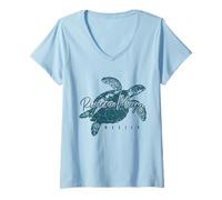 Mujer Riviera Maya México Tortuga Marina Surfer Buceo Vintage Camiseta Cuello V