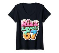 Mujer Rizz Level 67 Meme Shirt Ice Cream Drip Meme Six Seven 6 7 Camiseta Cuello V