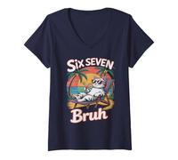Mujer Rizzler 67 Bruh Cat Vacation Teacher My Trip 6 7 Gen Alpha Z Camiseta Cuello V
