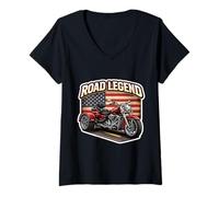 Mujer Road Legend Classic Trike Motocicleta Biker American Triker Camiseta Cuello V