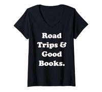 Mujer Road Trips And Good Books Enthusiasts Camiseta Cuello V
