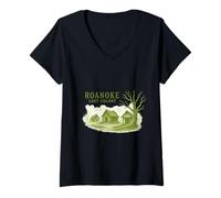 Mujer Roanoke perdió el Misterio sin Resolver más Antiguo de la Colonia de América Camiseta Cuello V