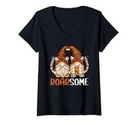 Mujer Roarsome Funny Garden Gnomes Graphic For Women Cute Tiger Camiseta Cuello V