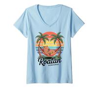 Mujer Roatan Capybara, Roatan Honduras Rodents, Roatan Camiseta Cuello V