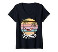 Mujer Roatan Red Fox, Roatan Honduras Fox, Roatan Camiseta Cuello V