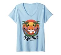 Mujer Roatan Red Fox, Roatan Honduras Fox, Roatan Camiseta Cuello V