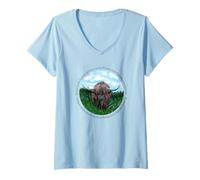 Mujer Robert Burns Hearts In The Highlands Poema Highland Cow Camiseta Cuello V