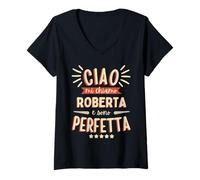 Mujer Roberta Idea Regalo Personalizzata Amica Nome Divertente Camiseta Cuello V