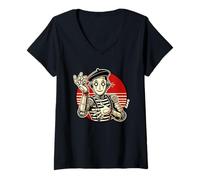 Mujer Robot mimo Retro con Gesto expresivo Camiseta Cuello V