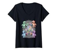 Mujer Robots Wholesome Crew Kawaii Punk Camiseta Cuello V