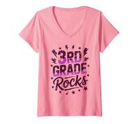 Mujer Rocas Rosa Primer Día I Teach Teacher Team Little Camiseta Cuello V