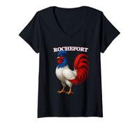 Mujer ROCHEFORT France Français Souvenir Article Camiseta Cuello V