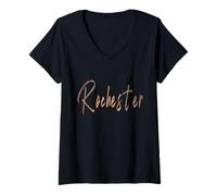Mujer Rochester New York Vintage diseño elegante Camiseta Cuello V