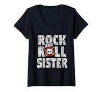 Mujer Rock and Roll Hermana para Hermanas Que Rock Camiseta Cuello V
