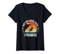 Mujer Rock Climbing Retro Sunset Bouldering Hiking Camiseta Cuello V