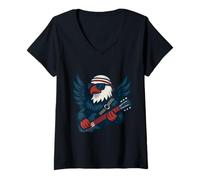 Mujer Rock Eagle Espíritu Americano de Libertad Camiseta Cuello V