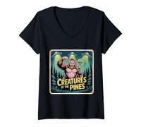 Mujer Rock on Forest Beast Space Pal Ufoselfie Apparel Funny Alien Camiseta Cuello V