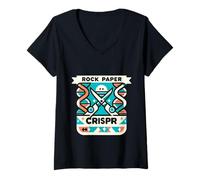 Mujer Rock Paper Crispr Genetic DNA Biology Science |- Camiseta Cuello V