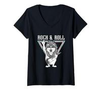 Mujer Rock & Roll Cool Lion Music Vibes Camiseta Cuello V