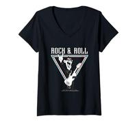 Mujer Rock & Roll Guitarrista Divertido Arte De Dibujos Animados Camiseta Cuello V