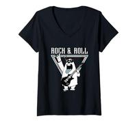 Mujer Rock & Roll Polar Bear Guitarra Cool Vibes Camiseta Cuello V