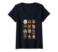 Mujer Rock Star Cats Punk Band Kittens Rock'n Roll Regalos Divertidos Camiseta Cuello V