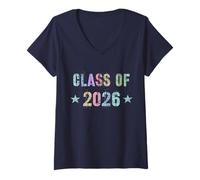 Mujer Rock Stars Class of 2026 Graduación Hello Seniors Vintage Camiseta Cuello V