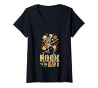 Mujer Rock Til You Rot Rock Música Guitarra Esqueleto Rocker Camiseta Cuello V