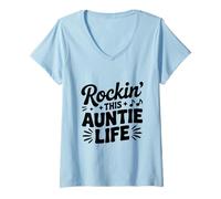 Mujer Rockeando Esta Vida de tía Camiseta Cuello V