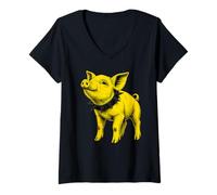 Mujer Rocker Piglet Punk Metal Rock and Roll Music Baby Pig Boys Camiseta Cuello V