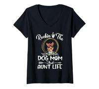 Mujer Rocking The Dog Mom and Aunt Life Australian Kelpie Dog Camiseta Cuello V