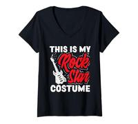 Mujer Rockstar Disfraz de Halloween Easy Lazy Last Minute Rock Camiseta Cuello V