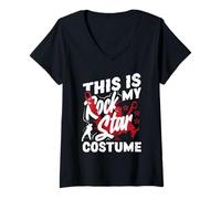 Mujer Rockstar Disfraz de Halloween Easy Lazy Last Minute Rock Camiseta Cuello V